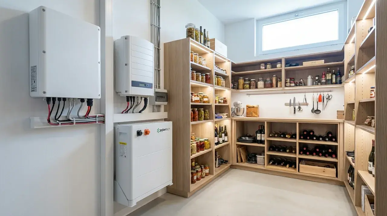 Batterie domestique LFP installée dans un cellier de pavillon alsacien