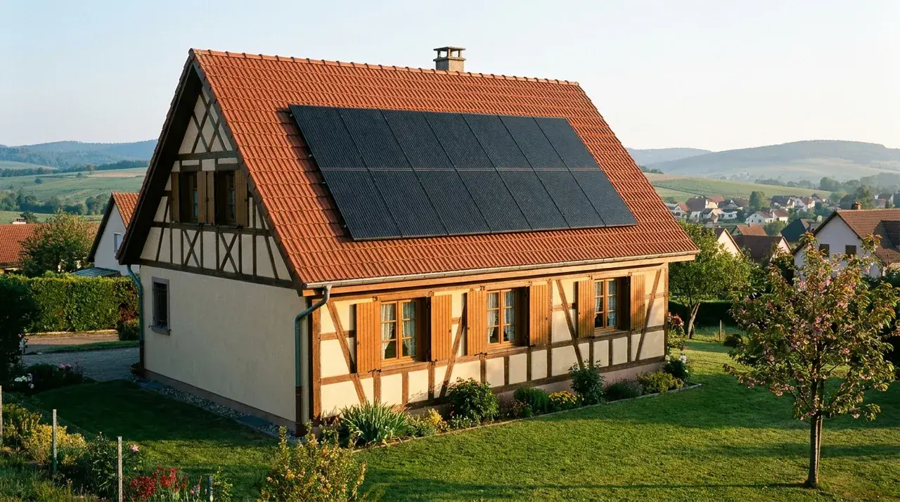 Maison individuelle alsacienne 100 m² équipée d'une installation photovoltaïque 6 kWc