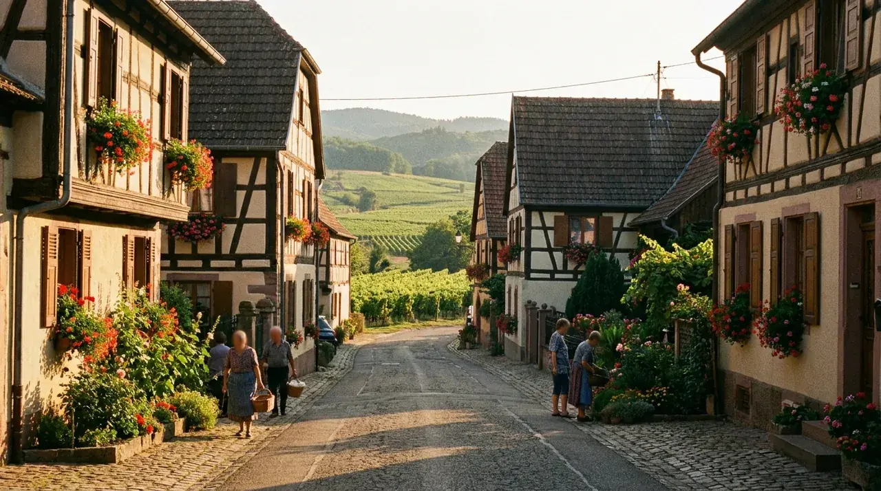 Ambiance rurale à Burnhaupt-le-Bas en fin de journée