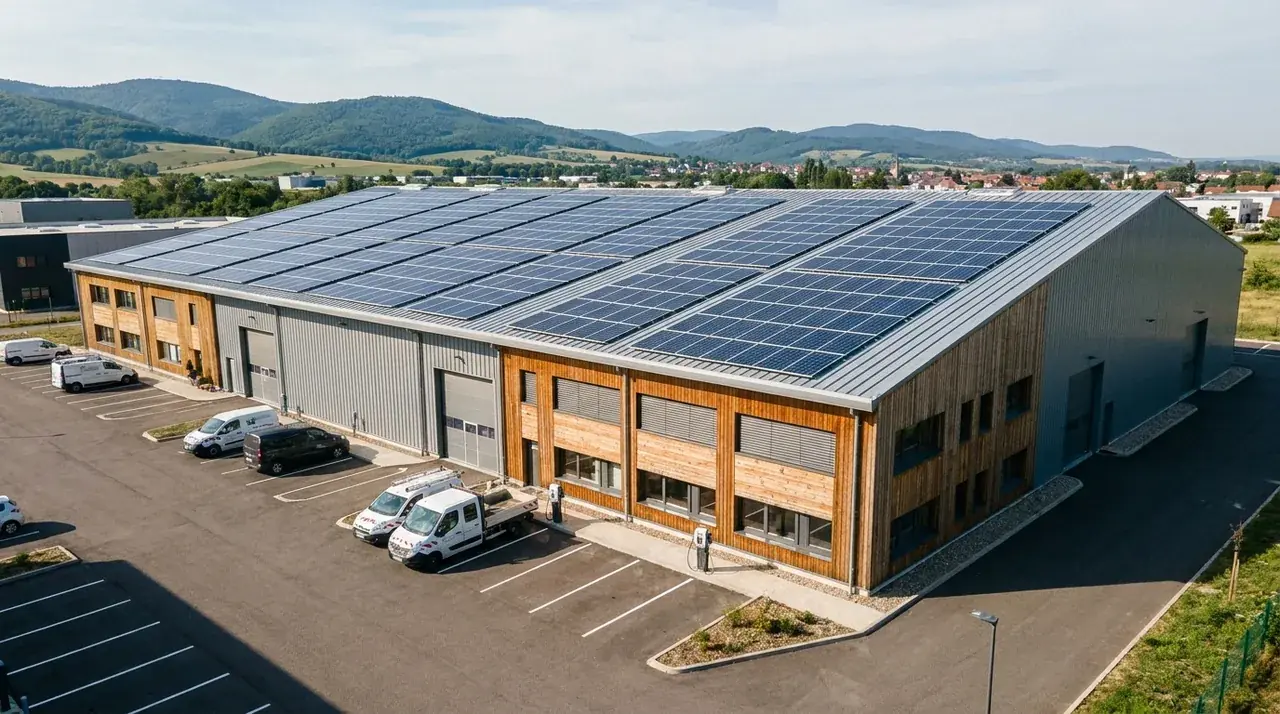 Bâtiment industriel à Cernay équipé d'une installation photovoltaïque tertiaire