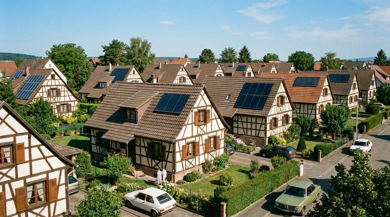 Lotissement pavillonnaire à Soppe-le-Bas avec installations photovoltaïques